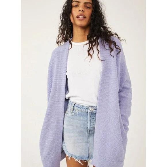 Free People Sweaters - Free People Ottoman Chunky Oversize Cardigan Sweater Lilac Serenity Purple Small
